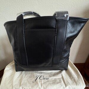 J. Crew Black Leather Tote Bag